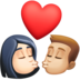 Facebook上的亲吻: 女人男人较浅肤色中等-浅肤色emoji表情