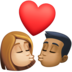 Facebook上的亲吻: 女人男人中等-浅肤色中等-深肤色emoji表情