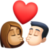 Facebook上的亲吻: 女人男人中等肤色较浅肤色emoji表情