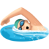 Facebook上的男子游泳：浅肤色emoji表情