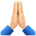 Facebook上的双手合十、祈祷的手：浅肤色emoji表情