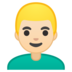 安卓系统里的男士：浅肤色，金发emoji表情