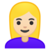 安卓系统里的女：肤色浅，金发emoji表情