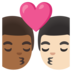 安卓系统里的亲吻: 男人男人中等-深肤色较浅肤色emoji表情