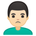 安卓系统里的男人撅嘴：浅肤色emoji表情