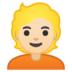 安卓系统里的人物：浅肤色，金发emoji表情