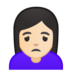 安卓系统里的女人皱眉：浅肤色emoji表情
