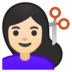 安卓系统里的女性理发：浅肤色emoji表情