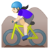 安卓系统里的女子山地自行车：浅肤色emoji表情