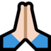 Windows系统里的双手合十、祈祷的手：浅肤色emoji表情