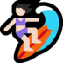 Windows系统里的女子冲浪：浅肤色emoji表情