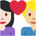 Twitter里的情侣: 女人男人较浅肤色中等-浅肤色emoji表情