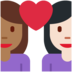 Twitter里的情侣: 女人女人中等-深肤色较浅肤色emoji表情