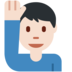 Twitter里的举手的男人：浅肤色emoji表情