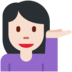 Twitter里的单手举起的女人：浅肤色emoji表情