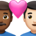 苹果系统里的情侣: 男人男人中等-深肤色较浅肤色emoji表情