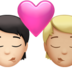 苹果系统里的亲吻: 成人成人较浅肤色中等-浅肤色emoji表情