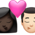 苹果系统里的亲吻: 女人男人较深肤色较浅肤色emoji表情
