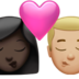 苹果系统里的亲吻: 女人男人较深肤色中等-浅肤色emoji表情