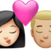 苹果系统里的亲吻: 女人男人较浅肤色中等-浅肤色emoji表情