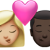 苹果系统里的亲吻: 女人男人中等-浅肤色较深肤色emoji表情
