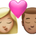 苹果系统里的亲吻: 女人男人中等-浅肤色中等肤色emoji表情