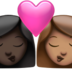 苹果系统里的亲吻: 女人女人较深肤色中等肤色emoji表情