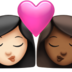 苹果系统里的亲吻: 女人女人较浅肤色中等-深肤色emoji表情