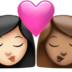 苹果系统里的亲吻: 女人女人较浅肤色中等肤色emoji表情