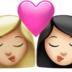 苹果系统里的亲吻: 女人女人中等-浅肤色较浅肤色emoji表情
