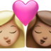苹果系统里的亲吻: 女人女人中等-浅肤色中等肤色emoji表情