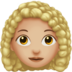 苹果系统里的女性：中浅肤色，卷发emoji表情