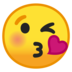 安卓系统里的吹出一个吻的脸、飞吻emoji表情