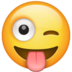 WhatsApp里的伸舌头眨眼的脸emoji表情