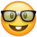 WhatsApp里的书呆子、戴眼镜的脸emoji表情